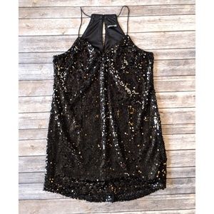 Express Halter Black Sequin Party Dress